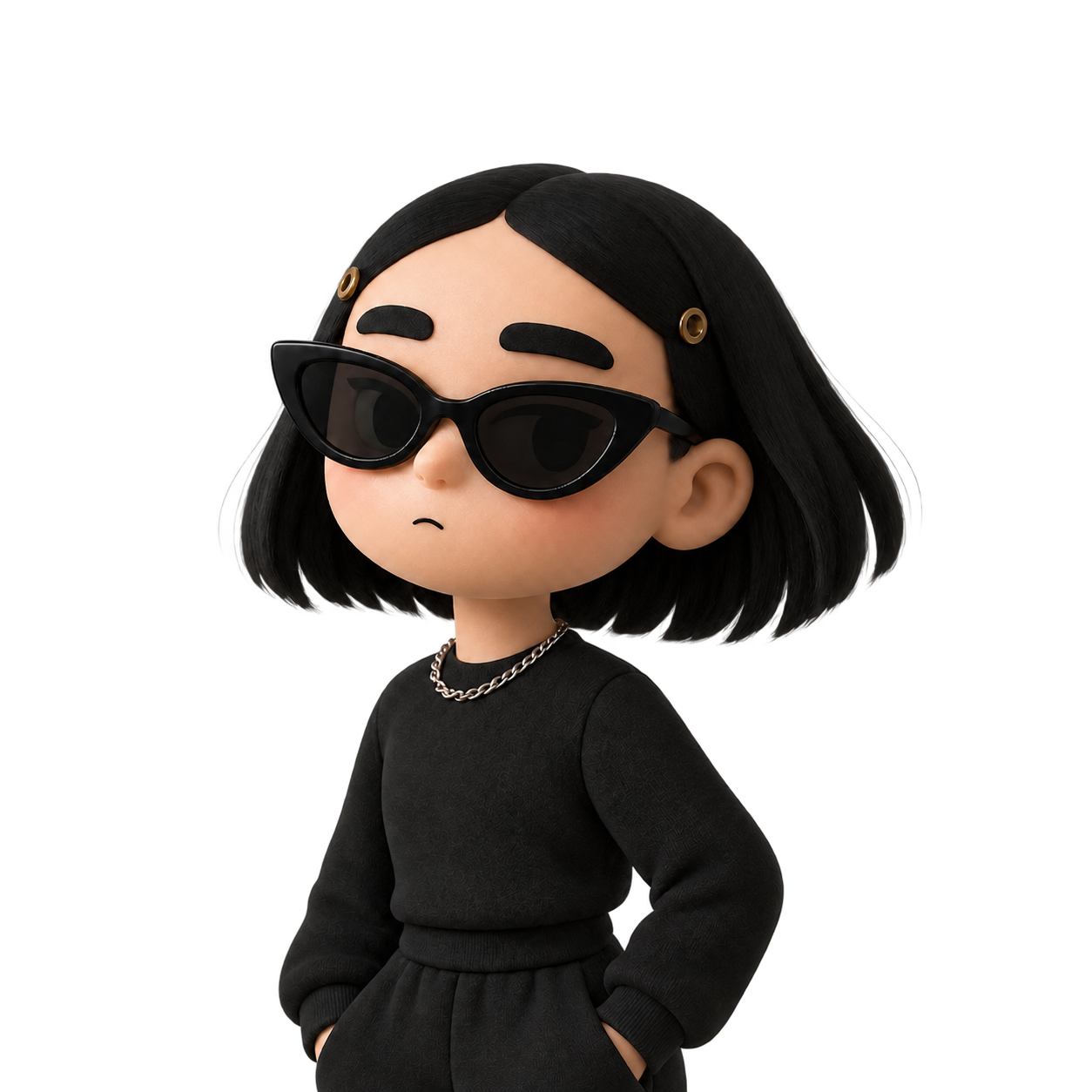 My 3D alter ego: a dark-haired character with sunglasses